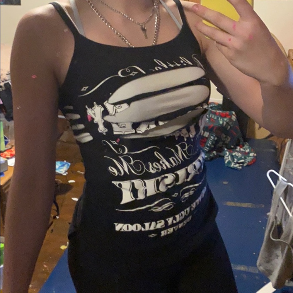Distressed bar shirt tank top